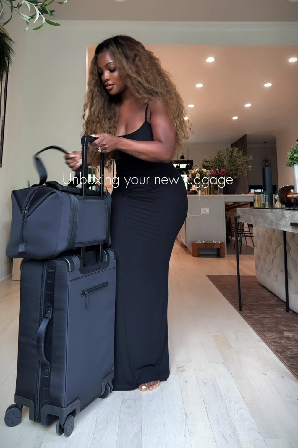 New suitcase and my favorite skims dress #medium