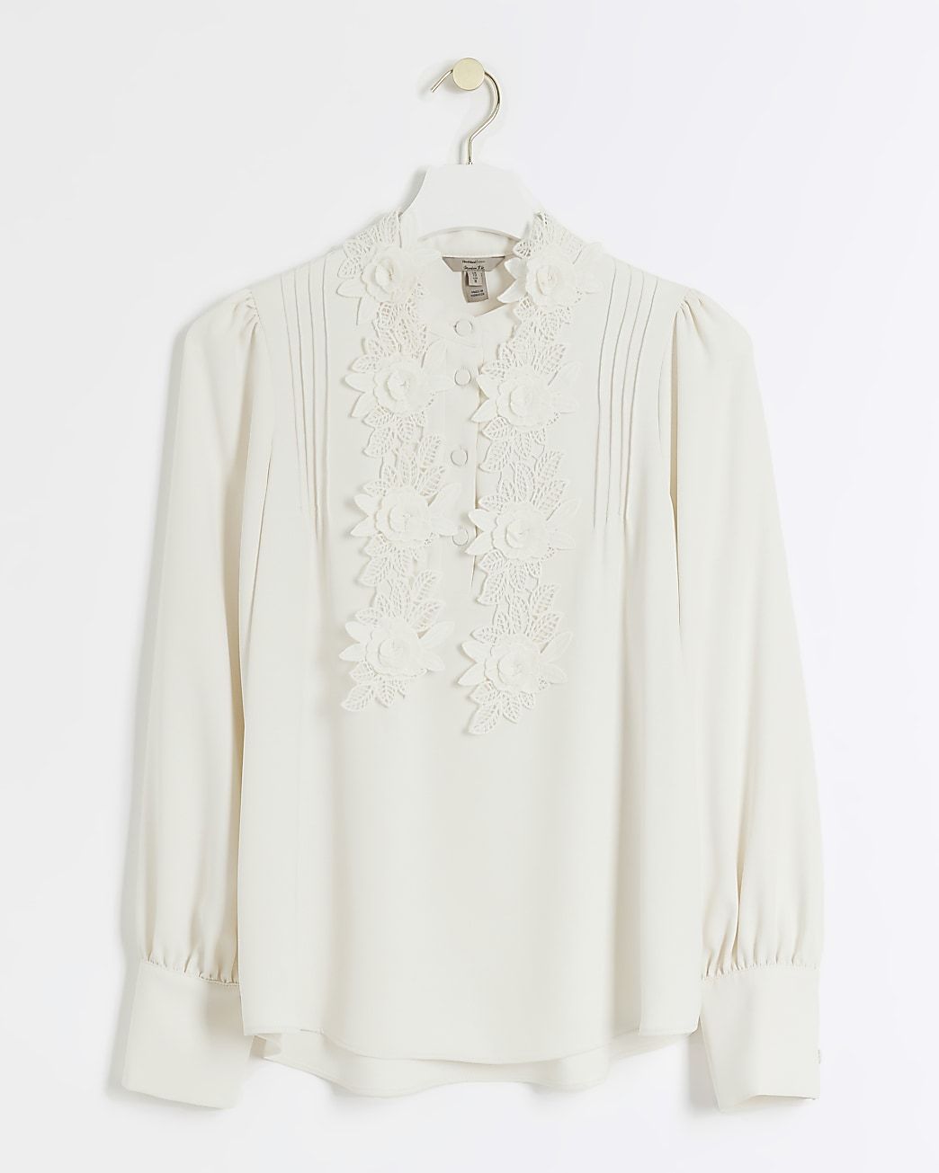 Cream floral long sleeve blouse | River Island (UK & IE)