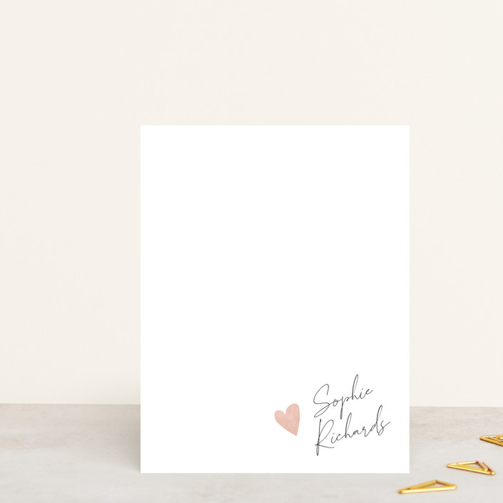 "Signed Heart" - Customizable Personalized Stationery in Pink by Adelyn T.. | Minted