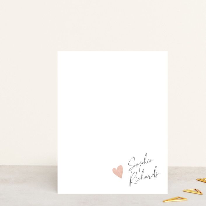 "Signed Heart" - Customizable Personalized Stationery in Pink by Adelyn T.. | Minted