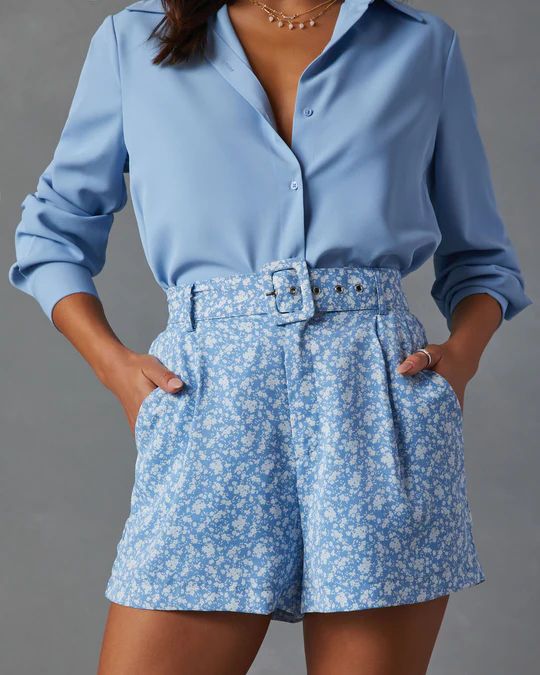 Stacy Ditsy Floral Print Belted Shorts | VICI Collection