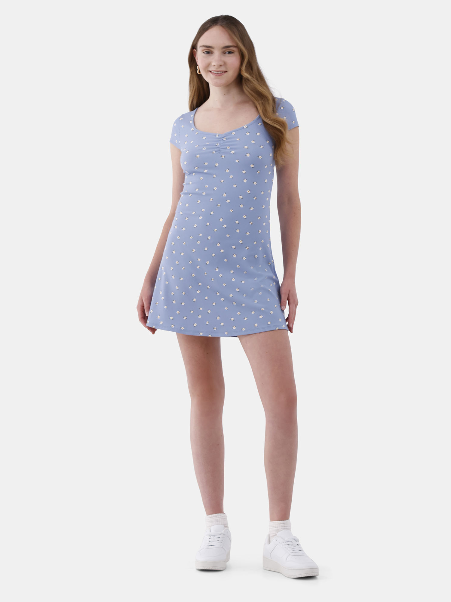 No Boundaries Rib Knit Mini Dress, Women’s and Women’s Plus | Walmart (US)