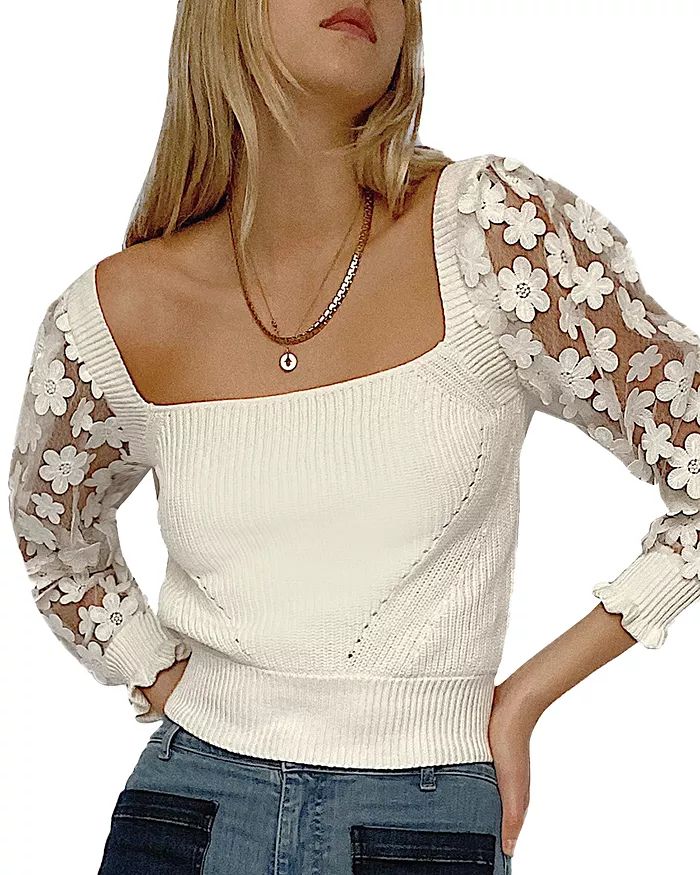 Juliet Mozart Lace Sleeve Sweater | Bloomingdale's (US)