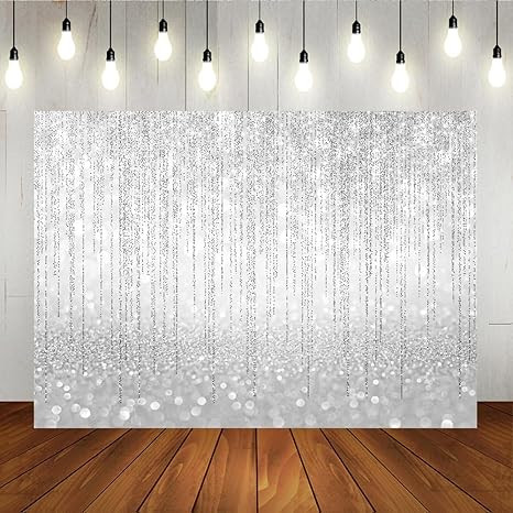 Lofaris Silver Photography Backdrop Shining Sparkle(Not Real) Birthday Wedding Bridal Shower Prom... | Amazon (US)