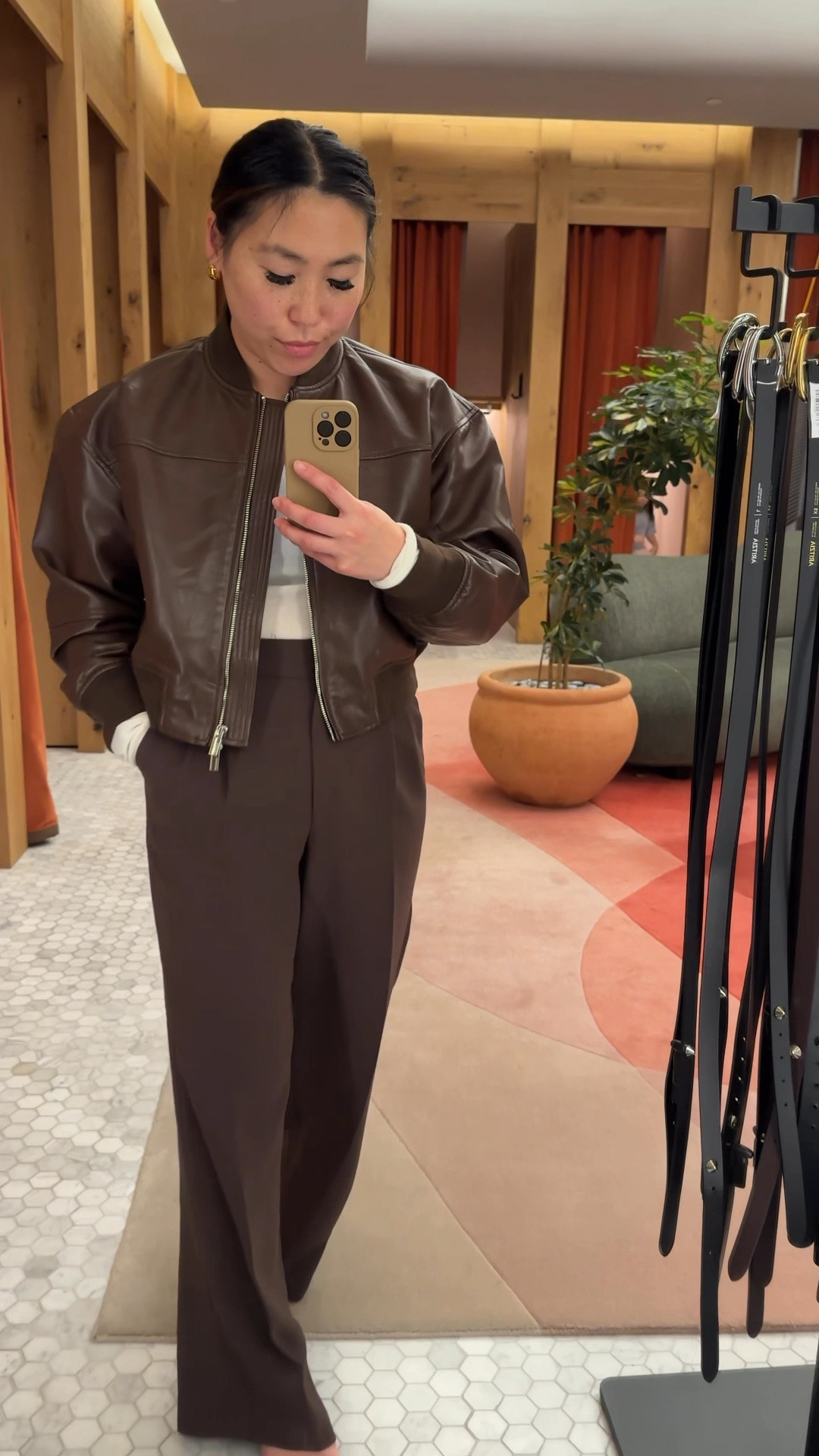 Aritzia monochromatic outfit tailored pants, bomber jacket neutral brown Wilfred classic street style trends 

#LTKSaleAlert #LTKSeasonal #LTKMidsize