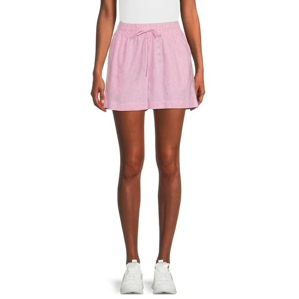 Time and Tru Women's Pinstripe Pull On Shorts - Walmart.com | Walmart (US)