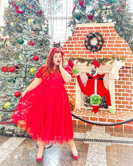 Plus size red tulle Holiday dress 

#LTKSeasonal #LTKplussize