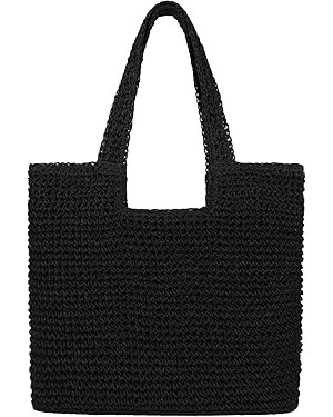Women Large Straw Beach Bag Handmade Woven Shoulder Bags Hobo Tote Handbag Purse for Summer | Amazon (US)