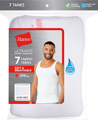 Hanes Men's Ultimate® ComfortSoft® 7-Pk. Moisture-Wicking Cotton Tanks & Reviews - Underwear & ... | Macys (US)