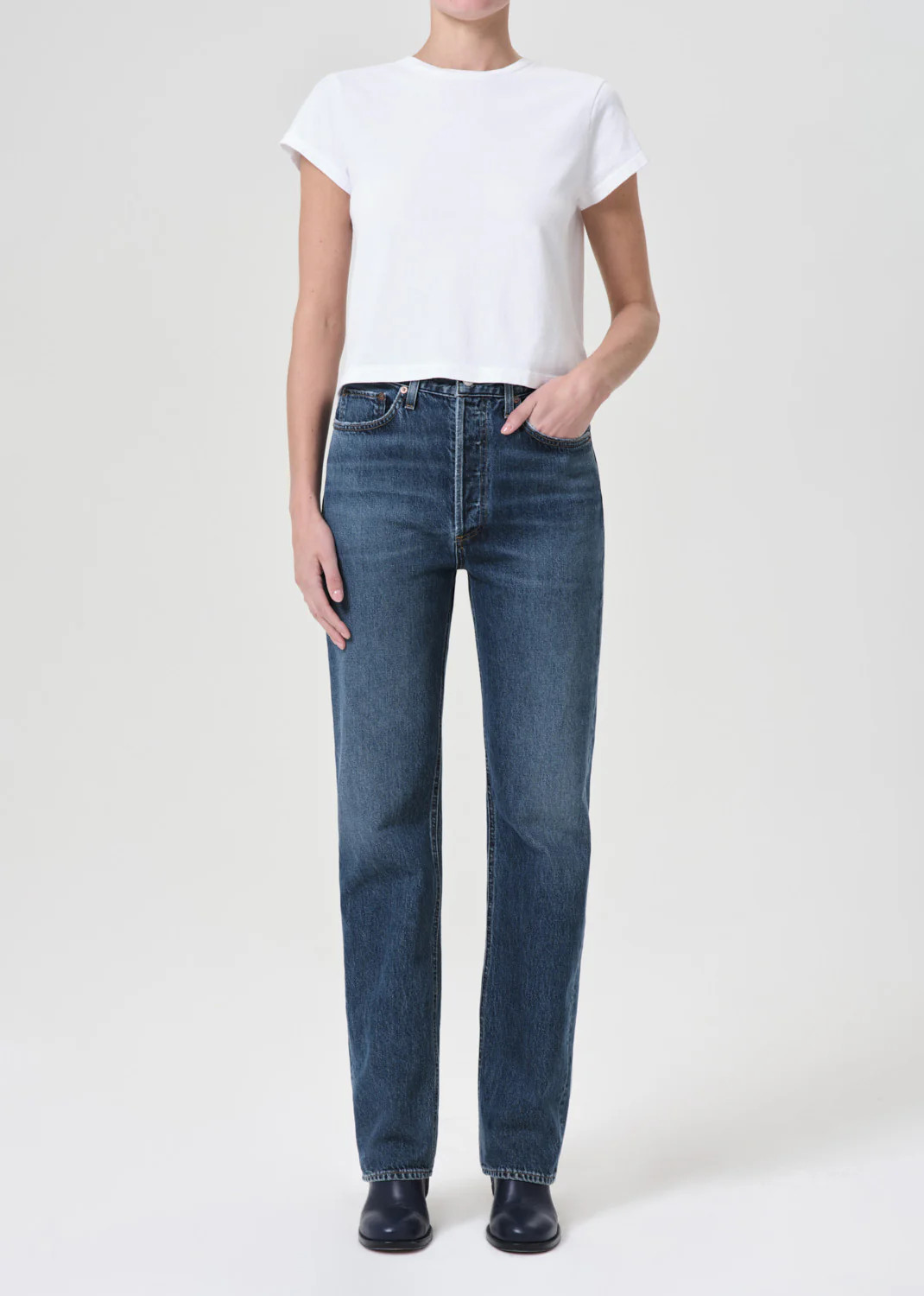 90's Pinch Waist High Rise Straight Long in Control | AGOLDE