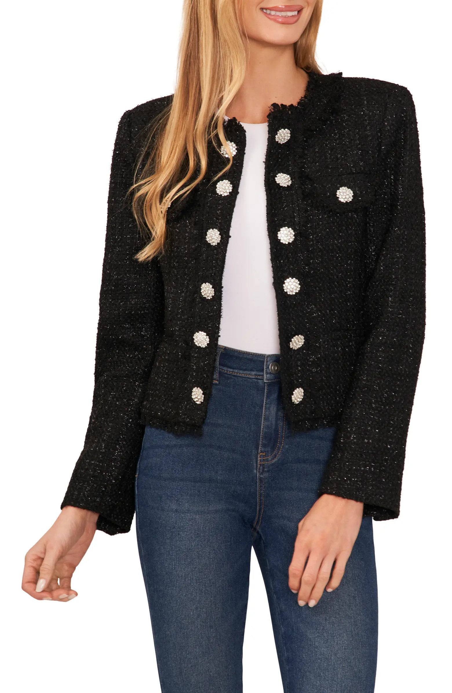 Rhinestone Button Tweed Jacket | Nordstrom
