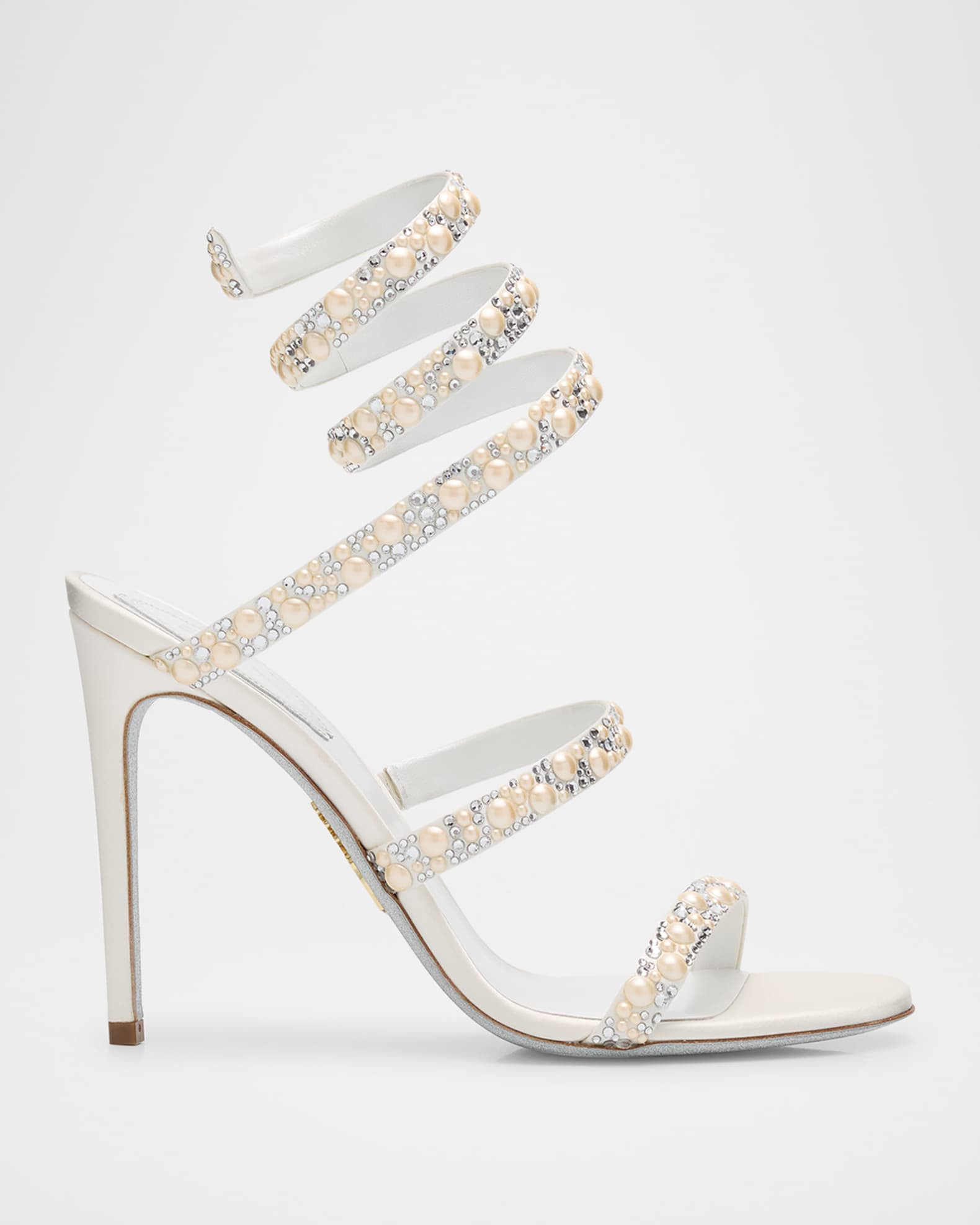 Cleo Satin Crystal Snake-Wrap Sandals | Neiman Marcus