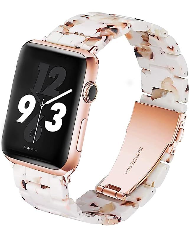Herbstze for Apple Watch Band 38mm, Fashion Resin iWatch Band Bracelet with Metal Stainless Steel... | Amazon (US)