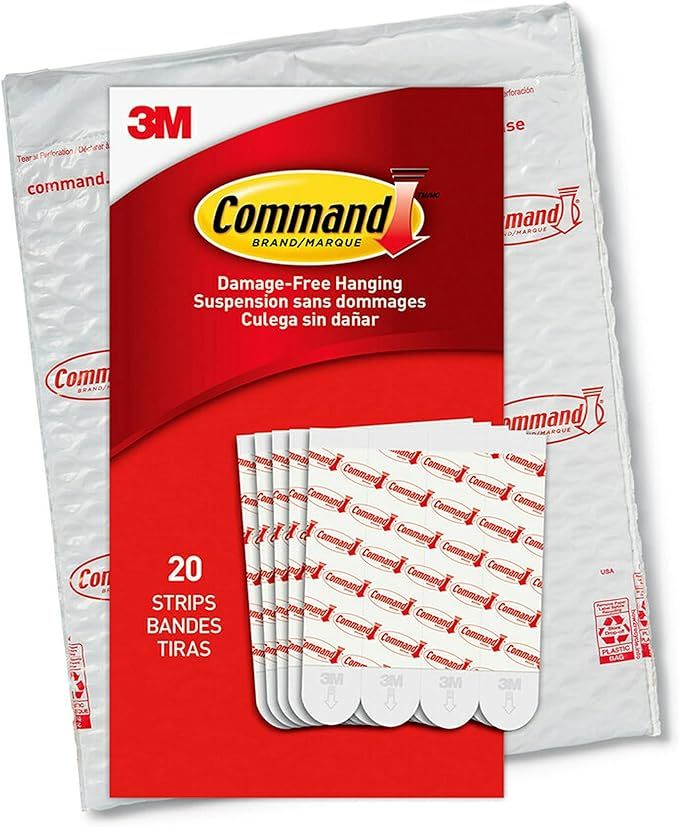 Command Large Refill Strips for Indoor Hooks, White, 20-Strips - Easy to Open Packaging | Amazon (US)