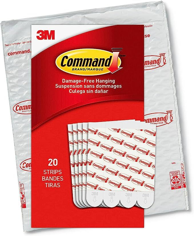 Command Large Refill Strips for Indoor Hooks, White, 20-Strips - Easy to Open Packaging | Amazon (US)