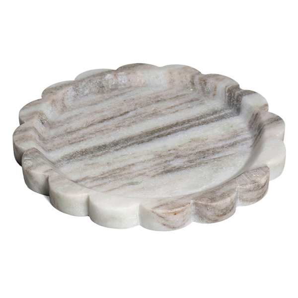 Round Scalloped Marble Trinket Tray, 8" | At Home