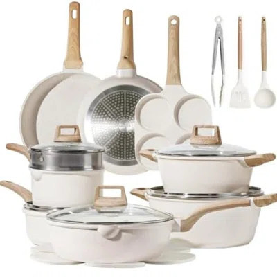 21pcs Pots And Pans Set, Nonstick Cookware Sets, White Granite Induction Cookware Non Stick Cooking Set W/frying Pans & Saucepans | Wayfair North America