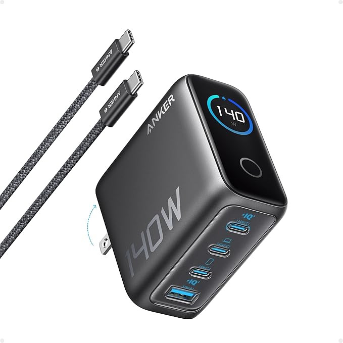 Anker Laptop Charger, 140W MAX USB C Charger, 4-Port Multi-Device Fast Charging, Advanced GaN Pow... | Amazon (US)