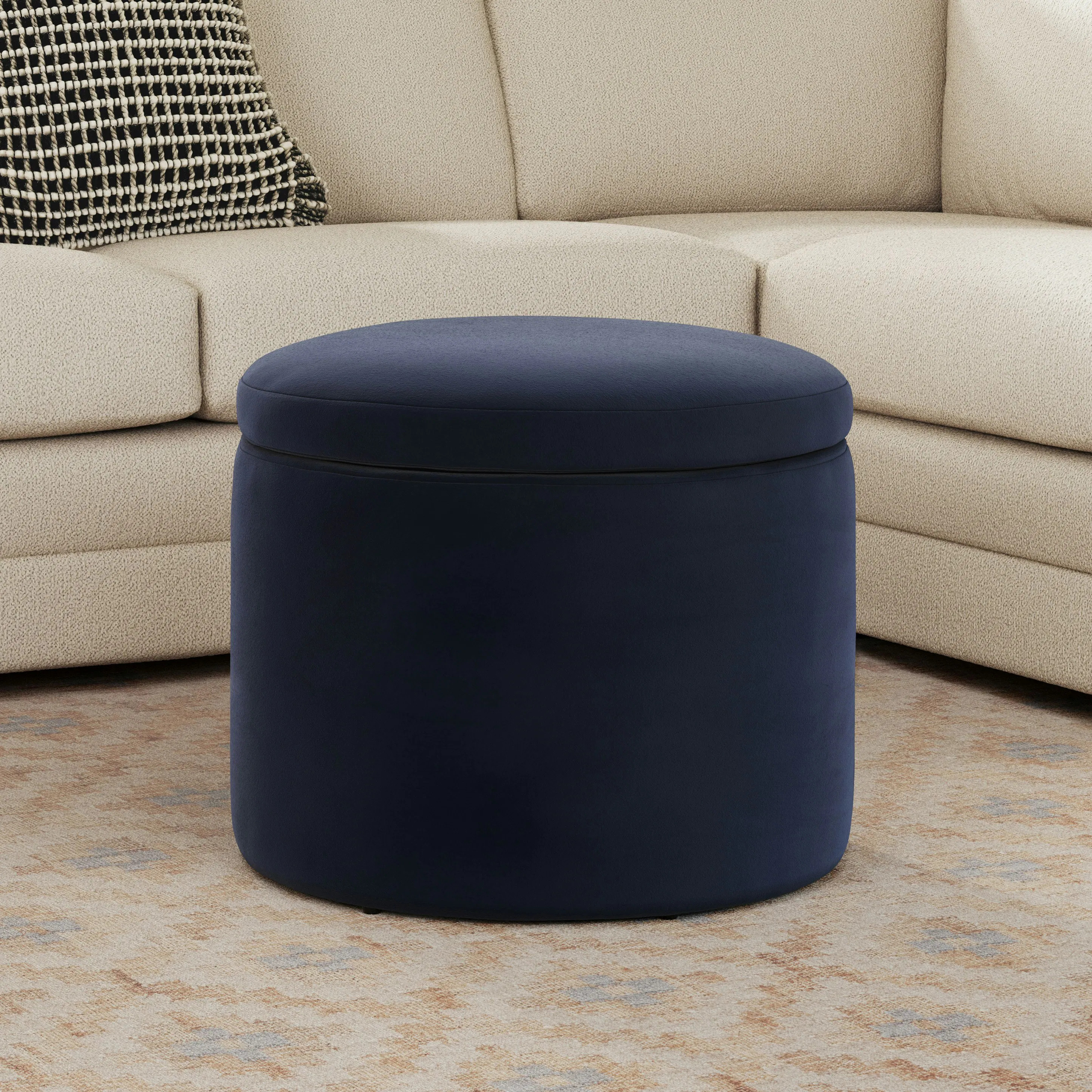 Benson 23.5" Velvet Storage Ottoman - Hale Ink | Article