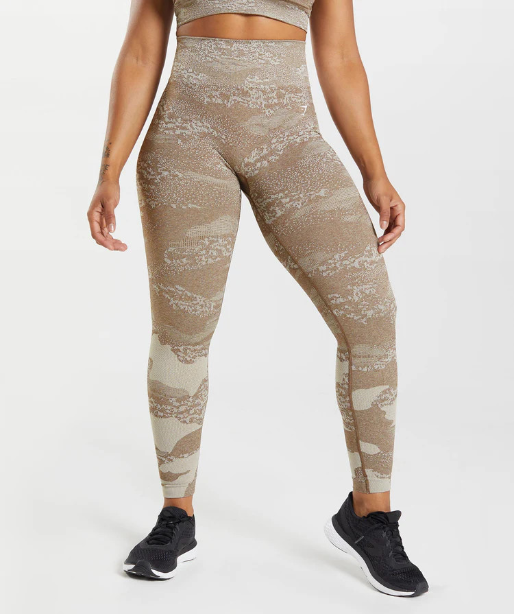 Gymshark Adapt Camo Seamless Leggings - Pebble Grey/Soul Brown | Gymshark US