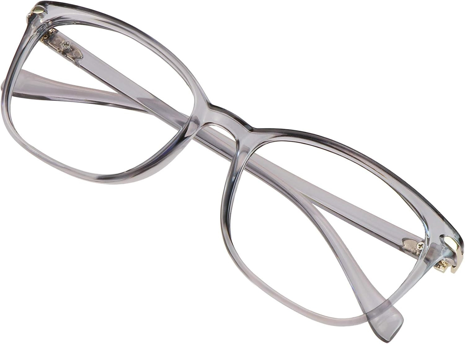 Blue Light Blocking Glasses for Women Men, Square Frame Computer Reading Glasses(Clear Gray,+1.75 Magnification) | Amazon (US)
