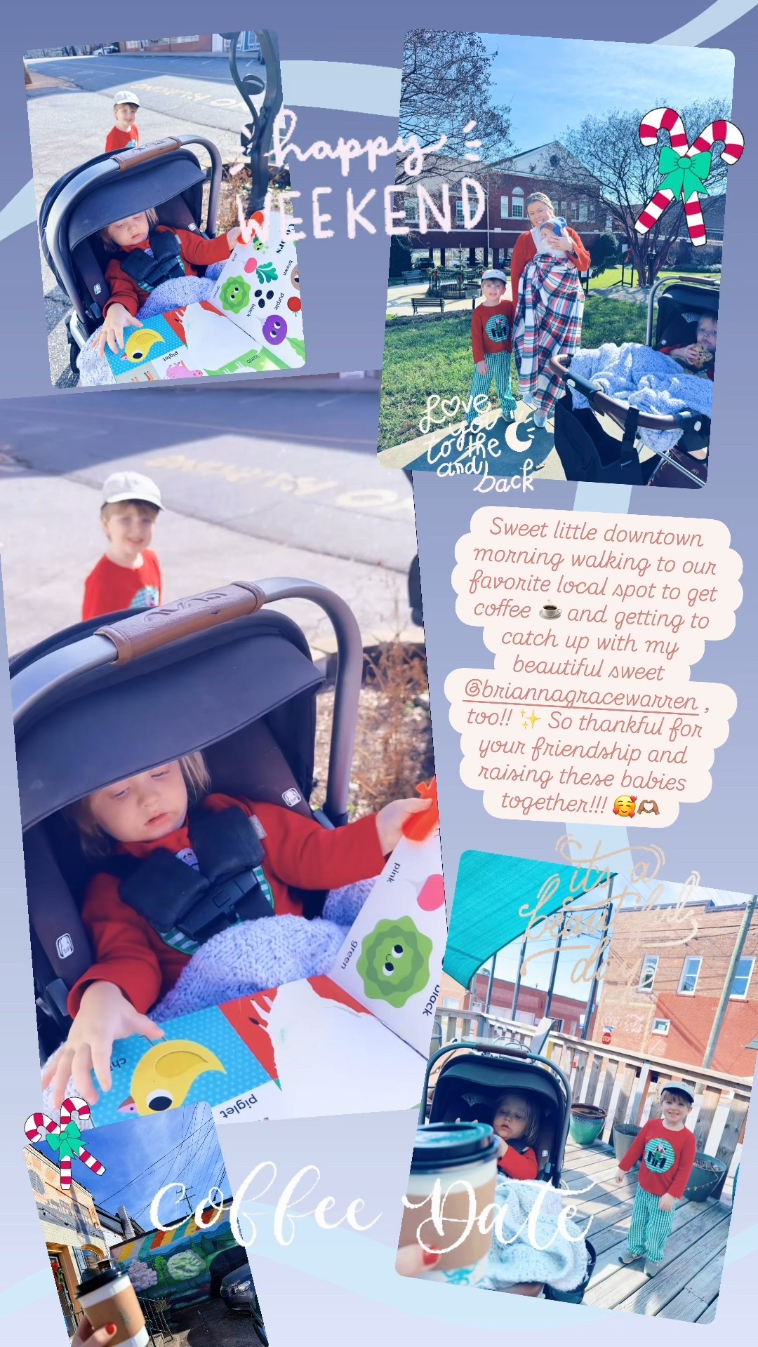 Sweet little downtown morning walking to our favorite local spot to get coffee ☕️ and getting to catch up with my beautiful sweet @briannagracewarren , too!! ✨ So thankful for your friendship and raising these babies together!!! 🥰🫶🏽