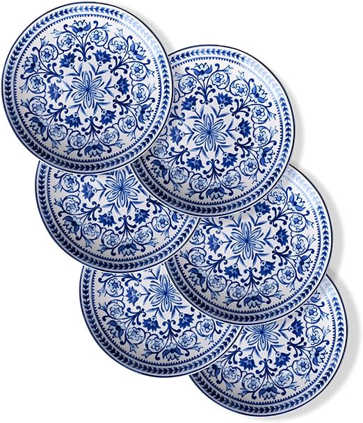 Sonemone Blue Floral Dessert Plates, Set of 6, 6 Inch Small Appetizer Plates, for Cake, Snacks, I... | Amazon (US)