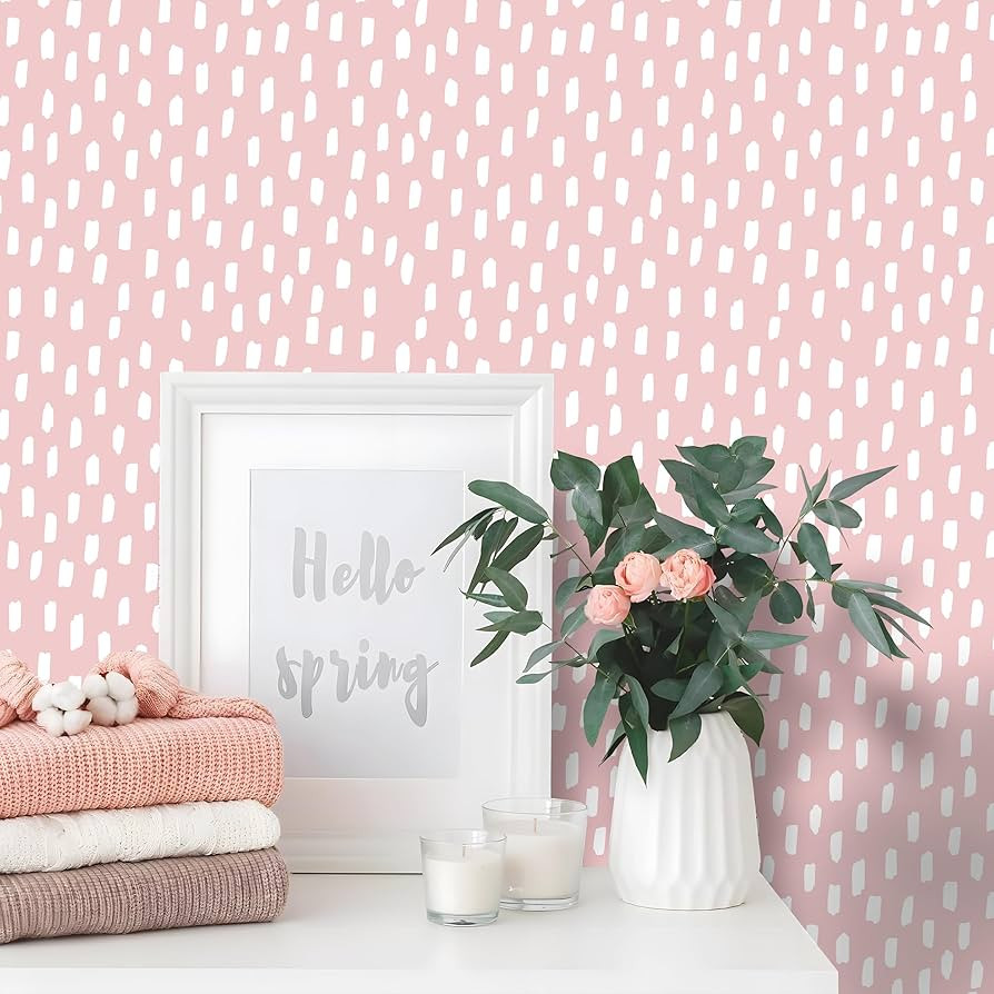 HAOKHOME Pink Wallpaper Peel and Stick Kids Girly Geometric for Nursery | Amazon (US)