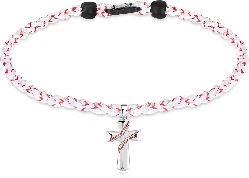 Glenmal 2 Rope Baseball Cross Necklace Boys Baseball Titanium Necklace Stainless Steel Cross Pend... | Amazon (US)