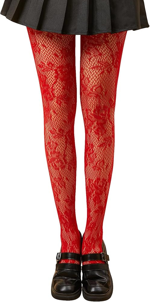 SHENHE Women's Patterned Fishnet Tights High Waist Pantyhose Floral Stockings | Amazon (US)