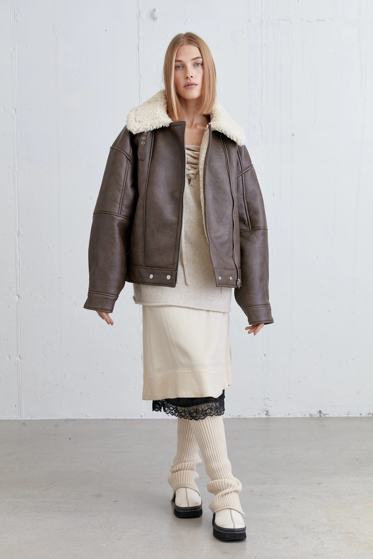 OVERSIZED SHERPA AVIATOR JACKET | OAK + FORT