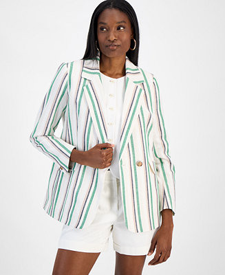 Bar III Women's Striped One-Button Blazer, Exclusively at Macy's - Macy's | Macy's