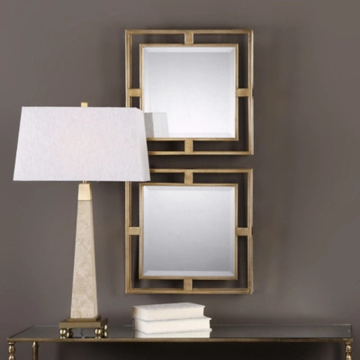 Uttermost Allick Gold Square Mirrors Set of 2 | Ashley Homestore