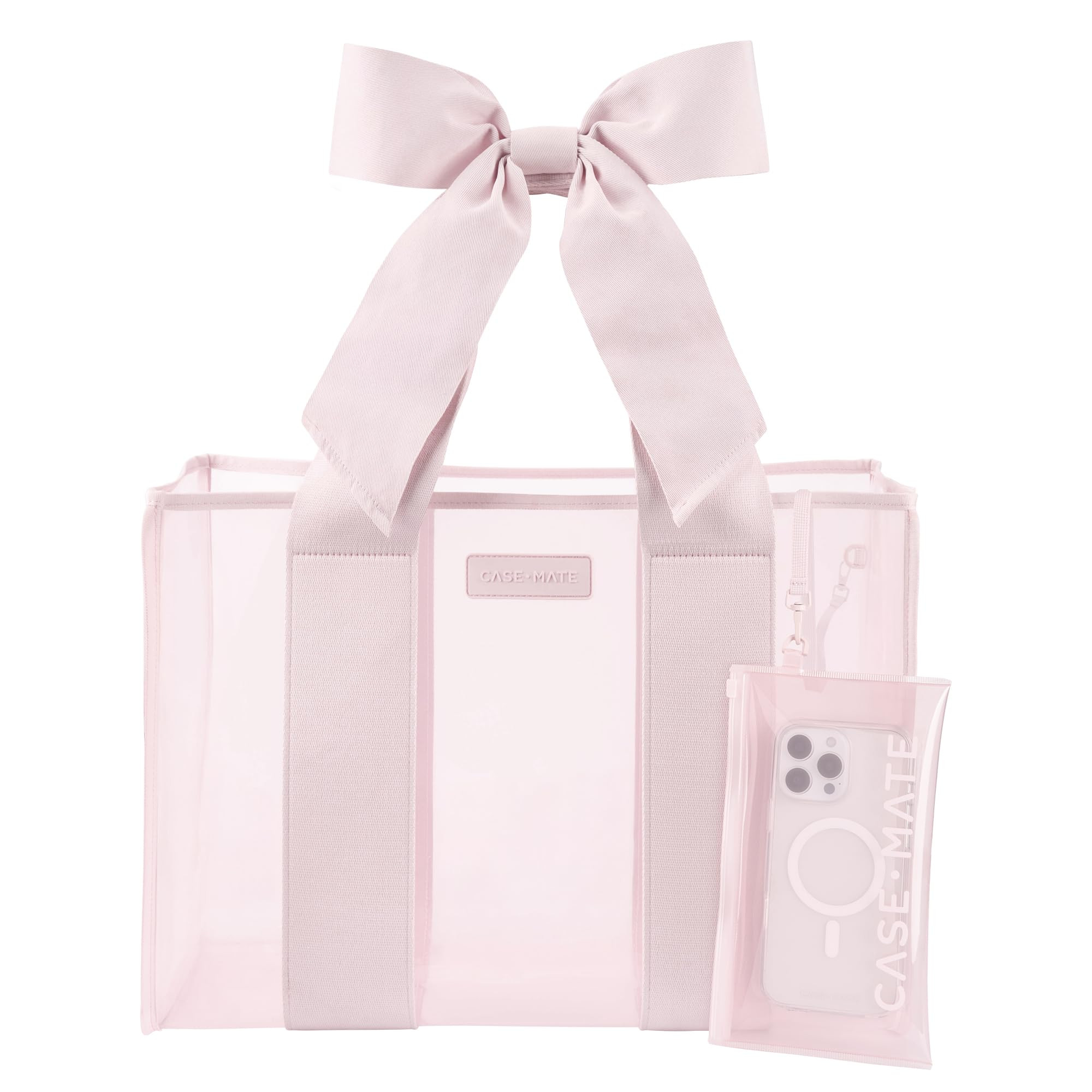 Case-Mate Pink Bow Beach Tote - Lightweight Beach Bag with Phone Pouch for Women - Waterproof, Ti... | Amazon (US)