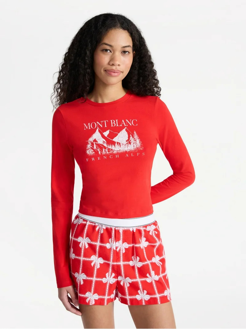 No Boundaries Baby Tee with Long Sleeves, Women’s | Walmart (US)