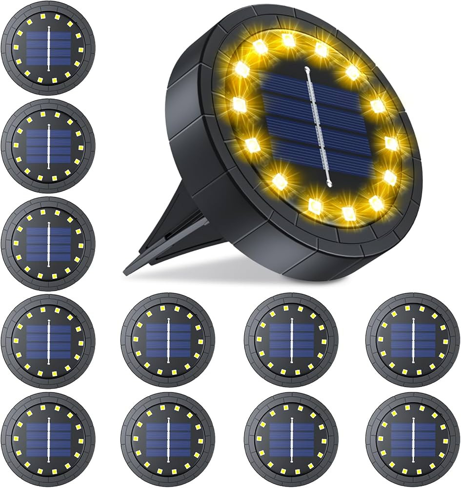 Solar Lights Outdoor 12 Pack, Pathway Waterproof IP65, Solar Garden Lights Landscape Lighting, In... | Amazon (US)