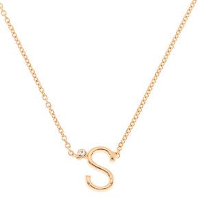 Gold Stone Initial Pendant Necklace - K | Claire's (US)