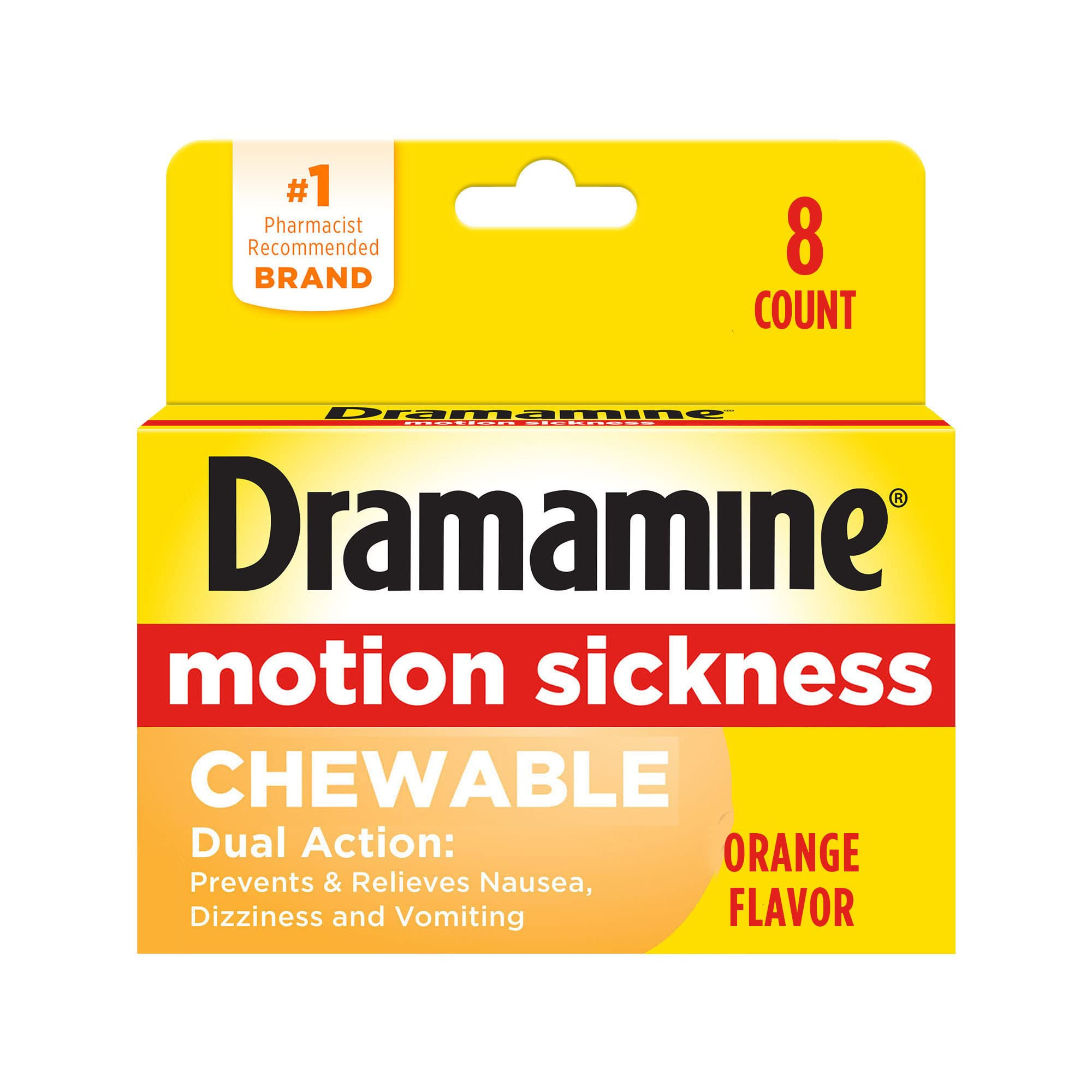 Dramamine Chewable, Motion Sickness Relief, Orange Flavor, 8 Count | Amazon (US)