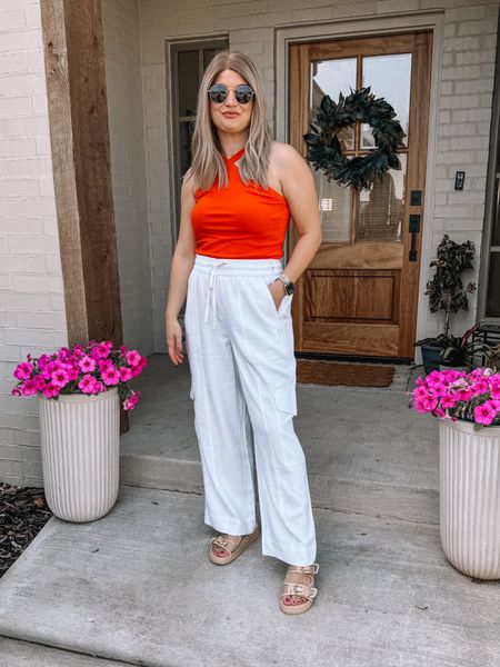 Linen cargo pants and tank for this fun Memorial Day outfit idea from Walmart! 

#LTKFindsUnder100 #LTKSeasonal #LTKStyleTip