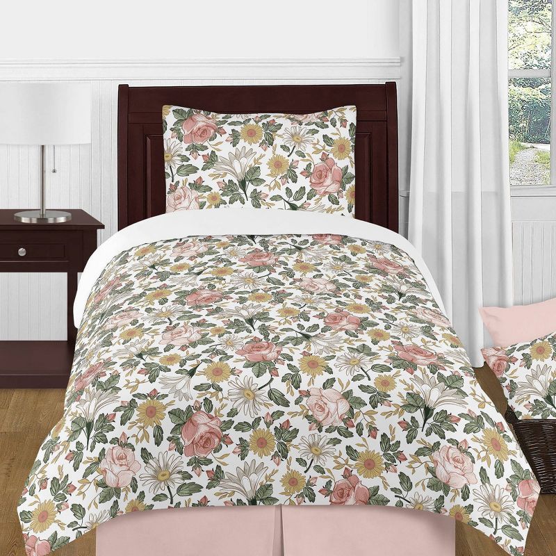 4pc Twin Vintage Floral Bedding Set Green/Pink - Sweet Jojo Designs | Target