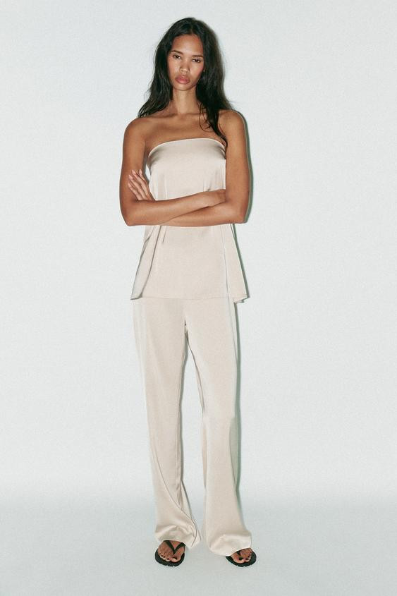 HIGH-WAISTED SATIN PANTS | Zara US