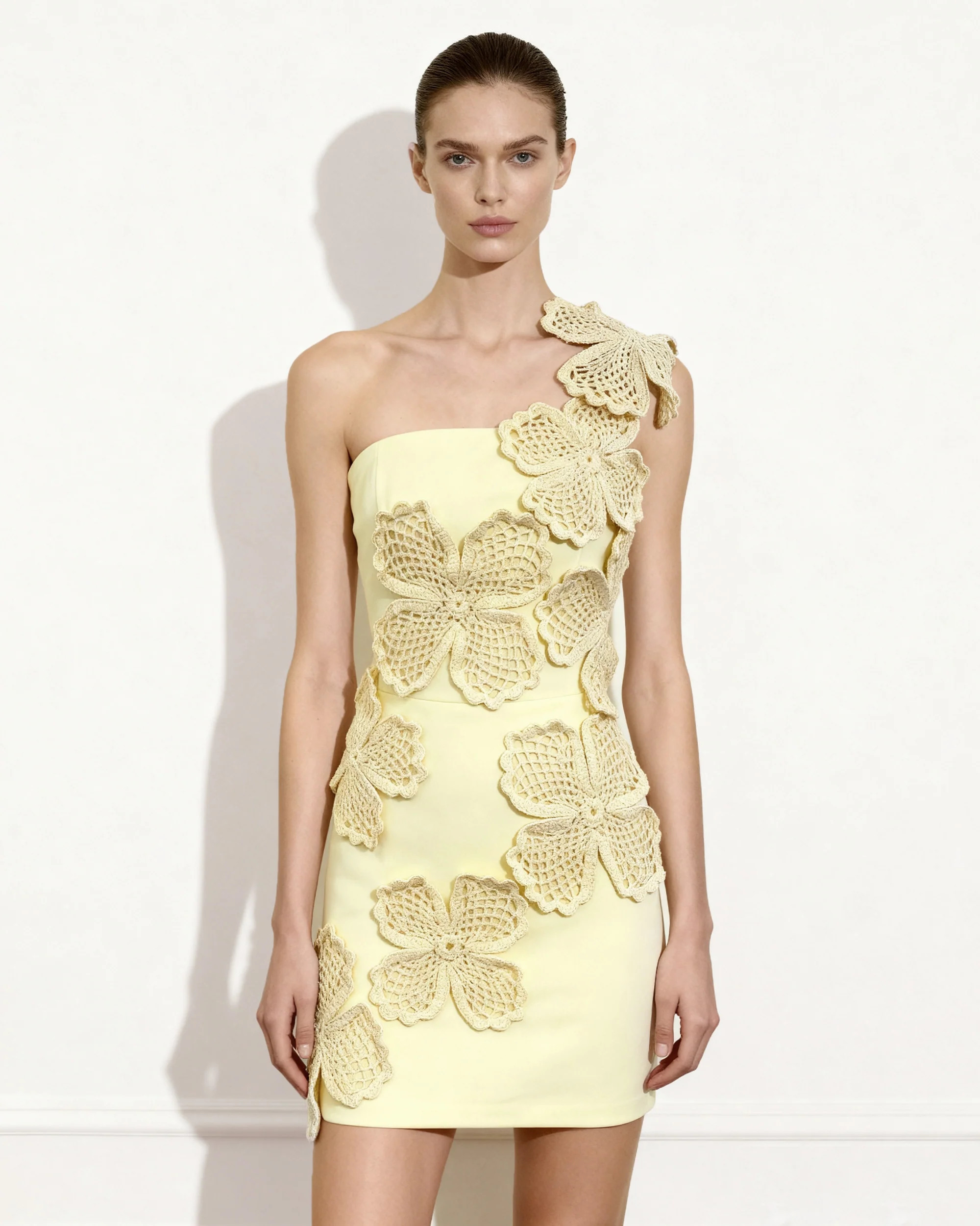 Crochet Floral Appliqué Mini Dress - Yellow | JW PEI US