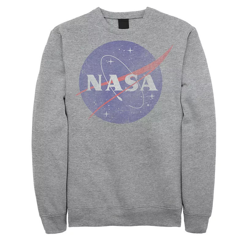 Men's NASA Classic Blue Logo Distressed Vintage Sweatshirt, Size: Small, Athletic Grey | Kohl's