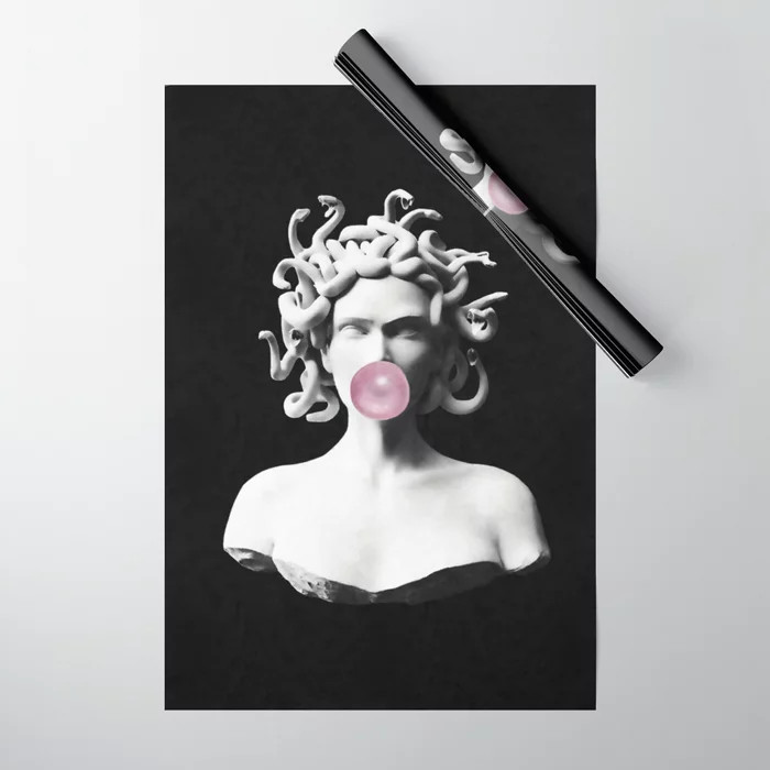 Medusa blowing pink bubblegum bubble Wrapping Paper | Society6