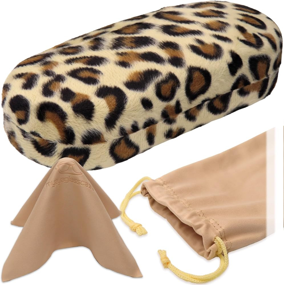 Large Sunglasses Case - Hard Glasses Case Holder w/Pouch & Cloth - Eyeglass Case Aviator Frames M... | Amazon (US)