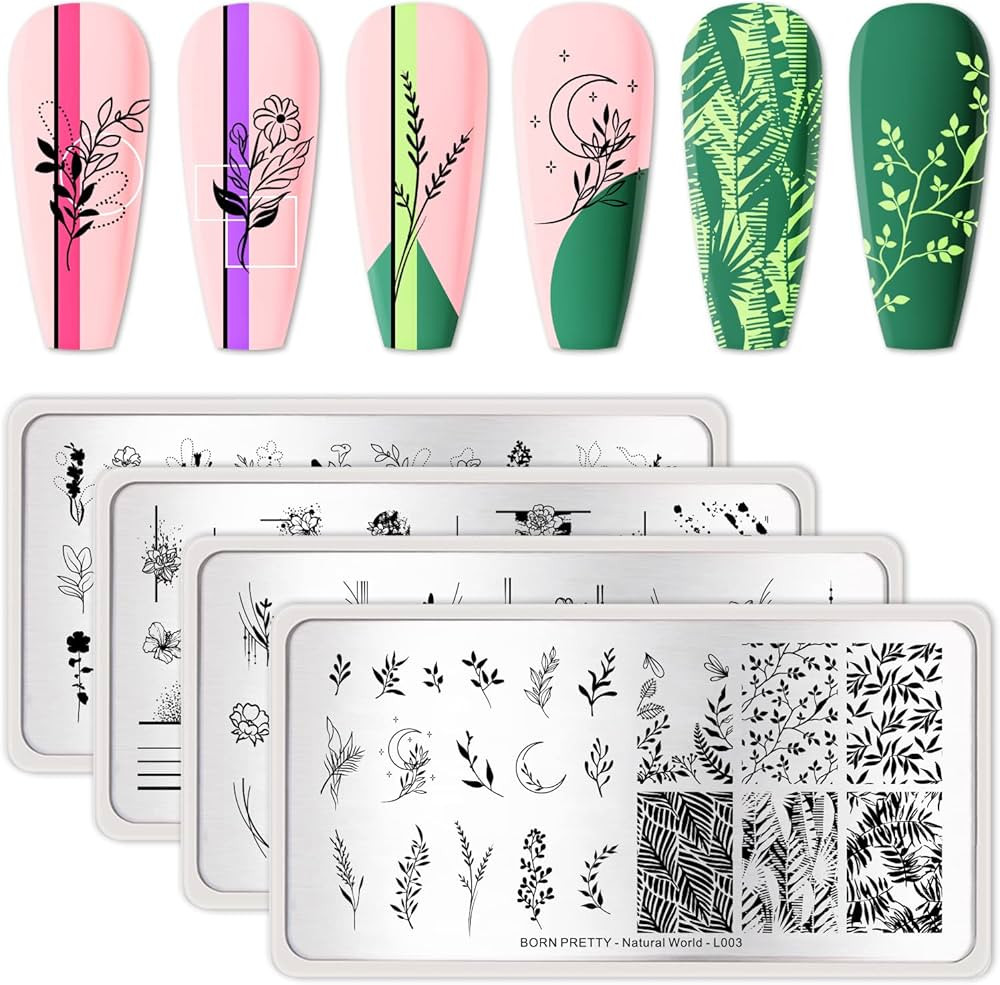 BORN PRETTY Stamping Temeplates Nail Art Stamping Plates Flower Leaves Theme Nail Image Plates Na... | Amazon (US)