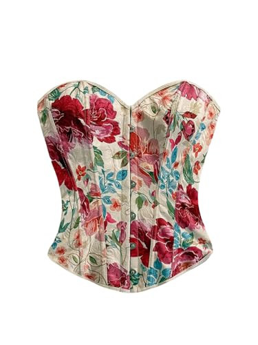 SOLY HUX Women's Boho Floral Strapless Tube Top Summer Lace Up Vintage Corset Tops Multicoloured Floral Large | Amazon (US)