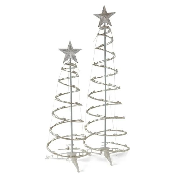 Holiday Time 2-Pack Light-Up LED Cool White Spiral Christmas Trees, 85 Lights - Walmart.com | Walmart (US)