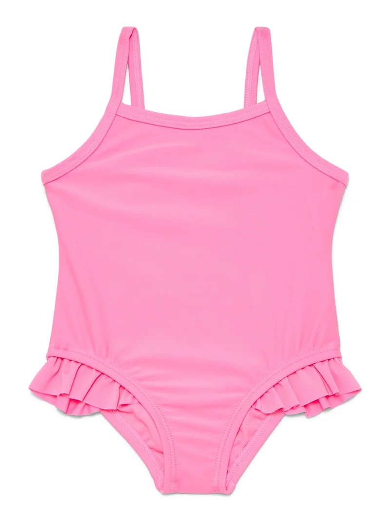 Wonder Nation Baby and Toddler Girls Ruffle One Piece Swimsuit with UPF50, Sizes 12M-5T | Walmart (US)