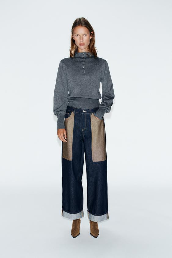 Zara - Z1975 High-Rise Combined Cuffed Jeans - Blue - 26 (Us 2) - Woman | Zara US
